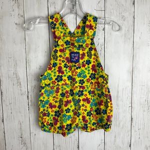 Swiggles Hippy Yellow Flower Print Overalls 3/6m
